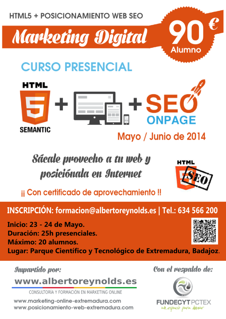 Curso Presencial HTML5 + Posicionamiento Web SEO en Badajoz