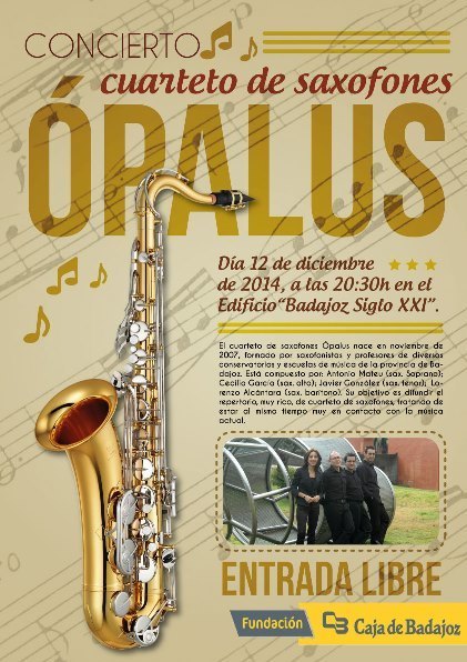 Normal concierto del cuarteto de saxofones opalus en el edificio siglo xxi en badajoz