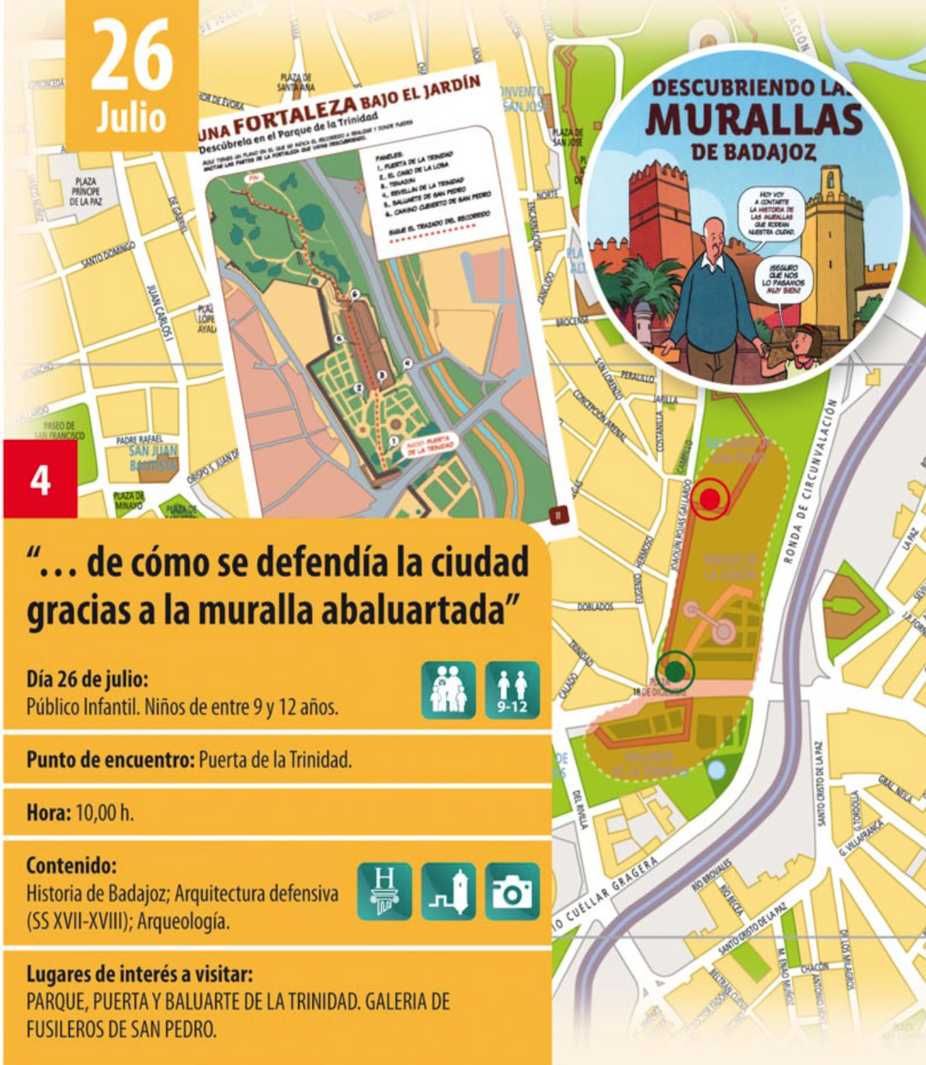 Ruta De cómo se defendía la ciudad con la muralla abalaurtada de Badajoz