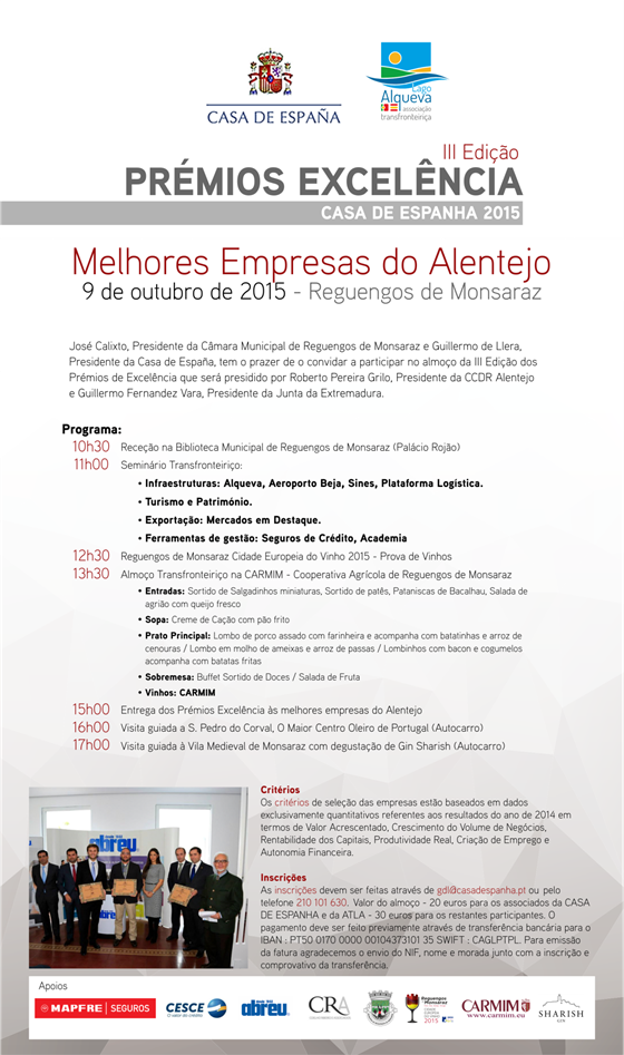 3ª Edición de los Premios Excelencia " Mejores Empresas del Alentejo" - Reguengos de Monsaraz, Portugal