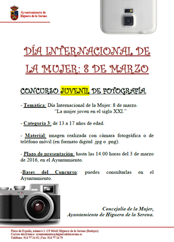 Normal informacion concurso juvenil de fotografia por el dia internacional de la mujer en higuera de la sierra