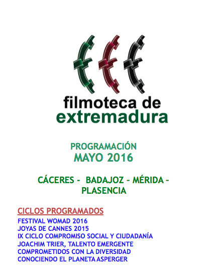 Programación Filmoteca Extremadura mayo 2016