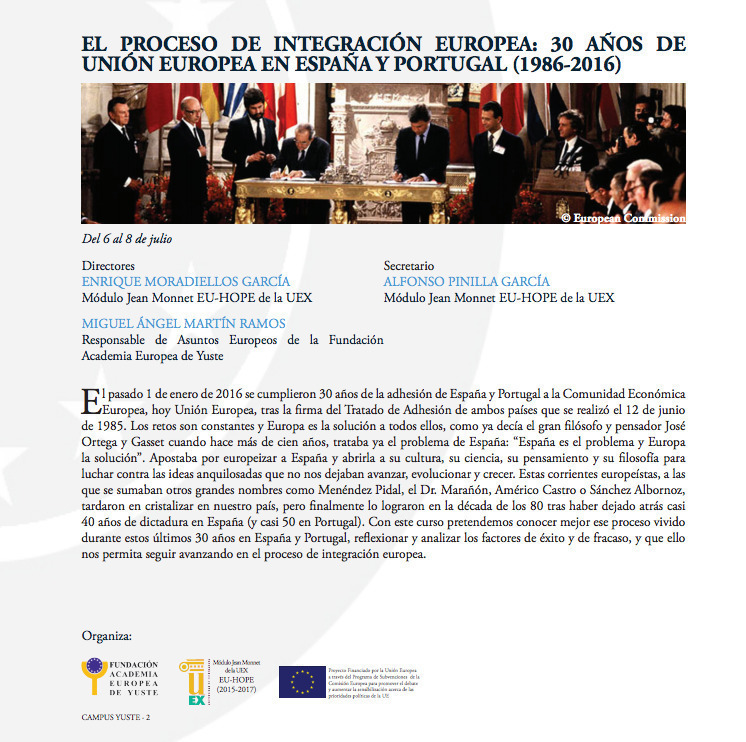 Curso 'El proceso de integración europea' - Campus Yuste 2016