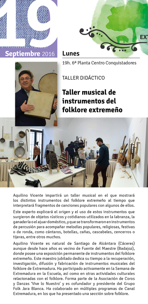 Normal taller musical de instrumentos del folklore extremeno en badajoz