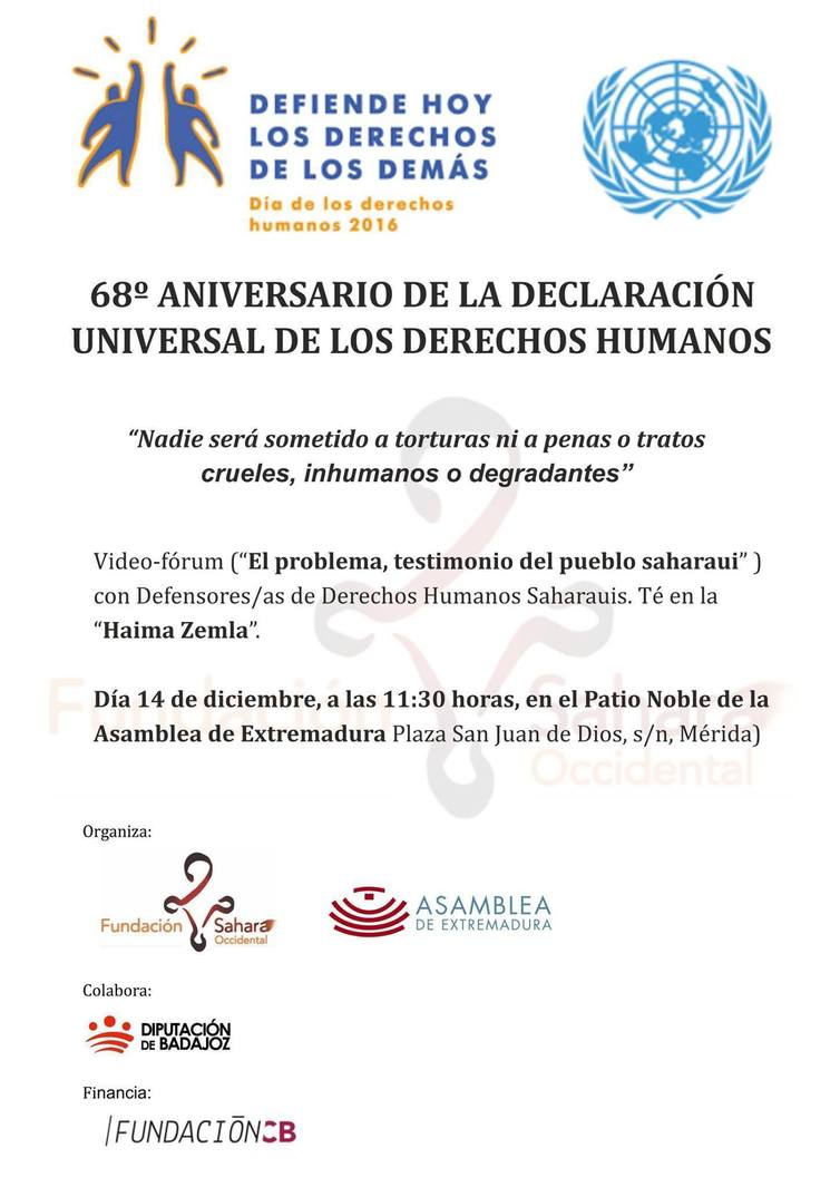 Normal video forum el problema testimonio del pueblo saharaui 68 aniversario declaracion universal de los derechos humanos