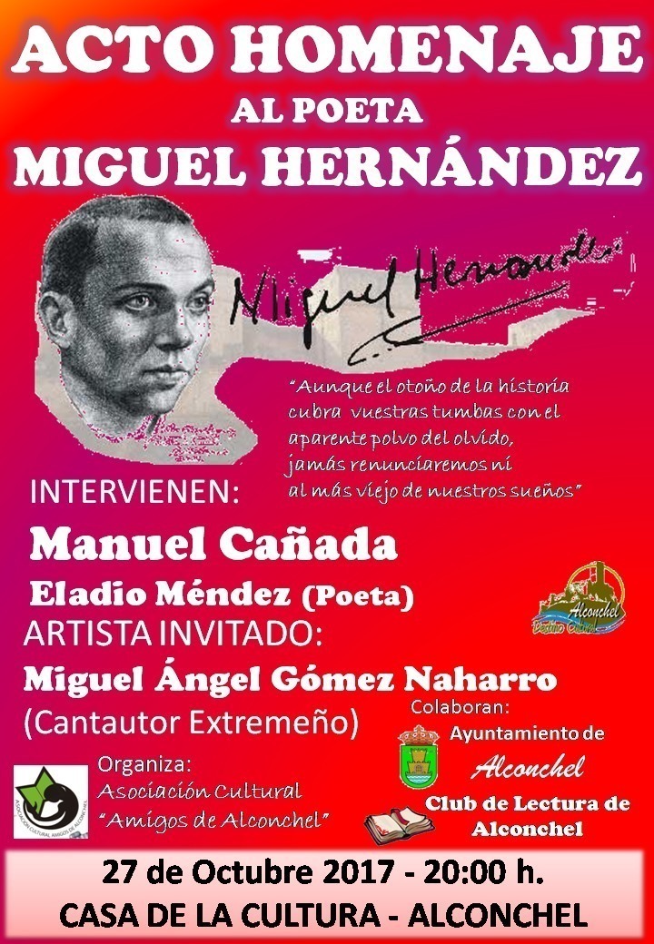 Homenaje a Miguel Hernández en Alconchel (Badajoz)