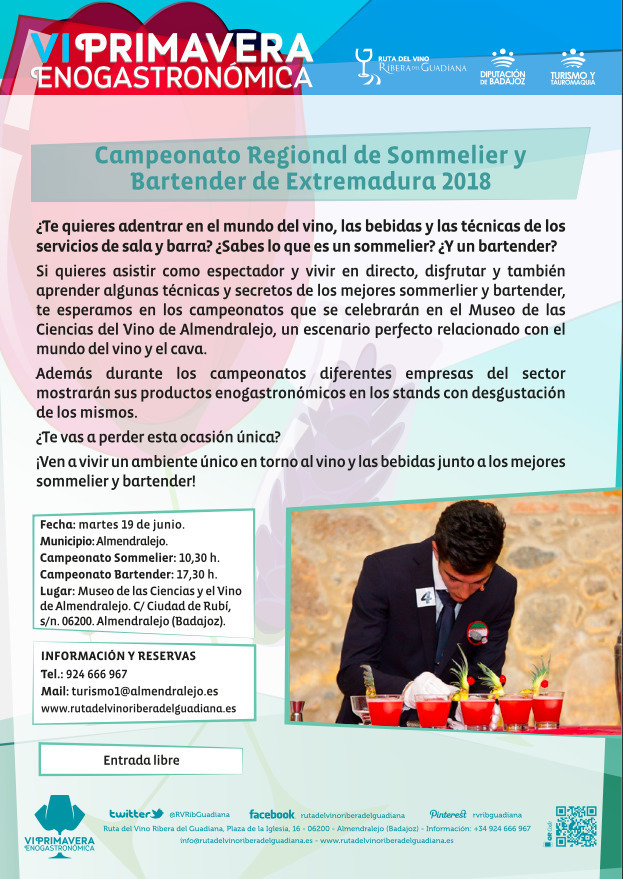 VI Primavera Enogastronómica - Campeonato Regional de Sommelier y Bartender de Extremadura 2018 - Almendralejo