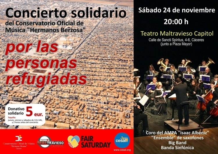 Concierto solidario "por las personas refugiadas", del Conservatorio Oficial de Música "Hermanos Berzosa".