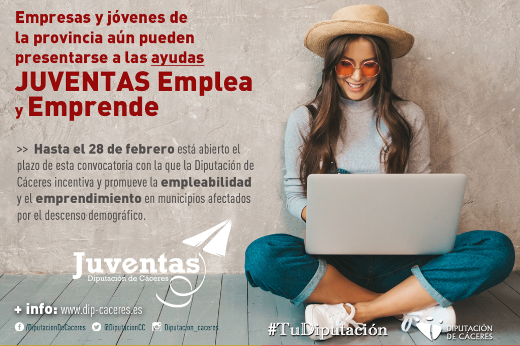 Empresas y jóvenes de la provincia de Cáceres aún pueden presentarse a las ayudas JUVENTAS Emplea y Emprende