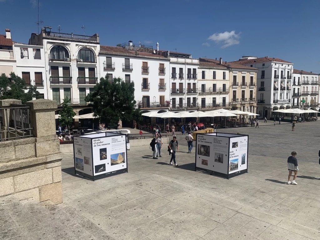 Cubos ubicados en Plaza Mayor de Cáceres