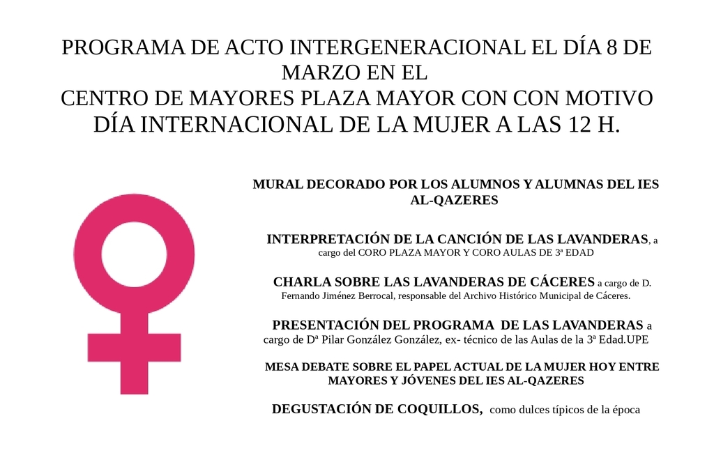 El SEPAD organiza un acto intergeneracional en el centro de mayores 'Plaza Mayor' de Cáceres con motivo del Día Internacional de la Mujer