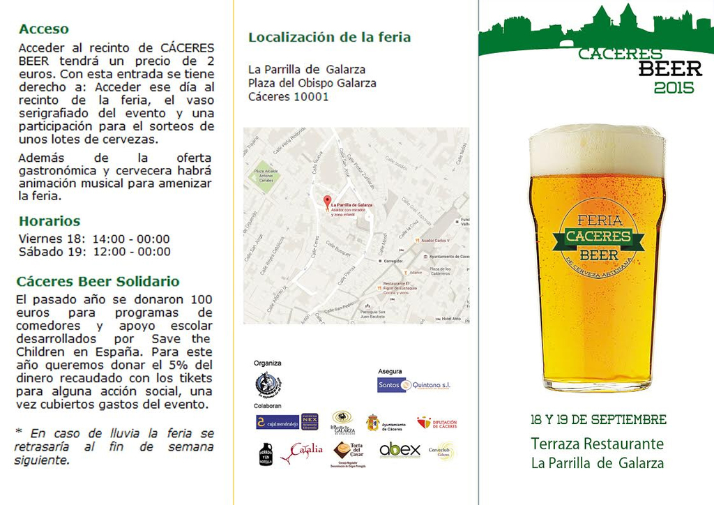II Feria de la cerveza Artesanal "Cáceres Beer" triptico 1 Cáceres Beer 2015