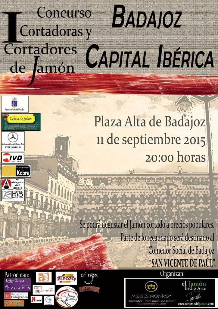 I Concurso Cortadoras y Cortadores de Jamón "Badajoz, Capital Ibérica" 11-09-2015 cartel actualizado 4-9-2015