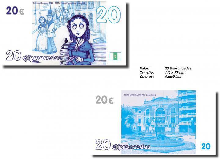 Diseño de billetes del EXpronceda 20 EXproncedas