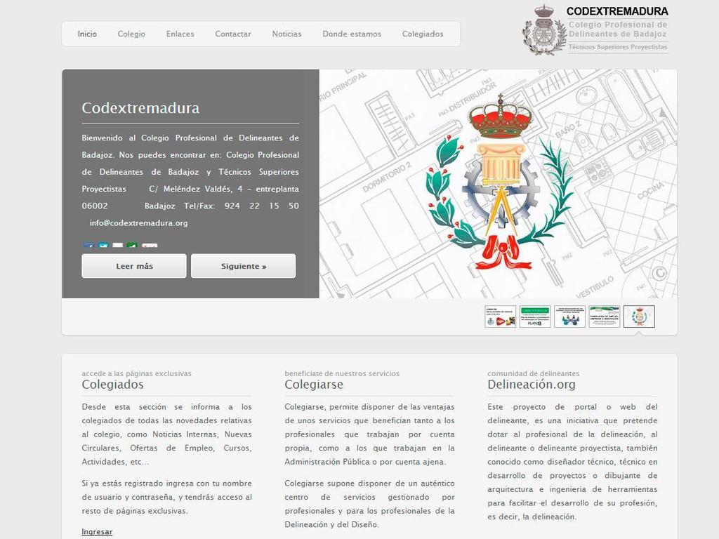 Páginas Web Colegio de Delineantes de Extremadura