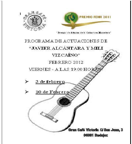 Programas de febrero Programa de los conciertos de Javier Alcántara y Mili Vizcaíno