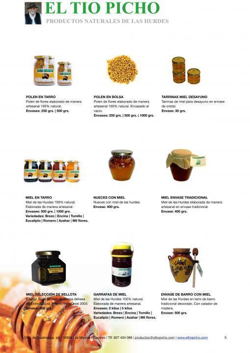 Productos El Tio Picho Catálogo de miel y polen El Tío Picho