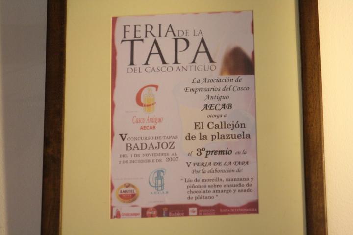 Premios Tercer Premio feria de la tapa del Casco Antiguo de Badajoz 2007