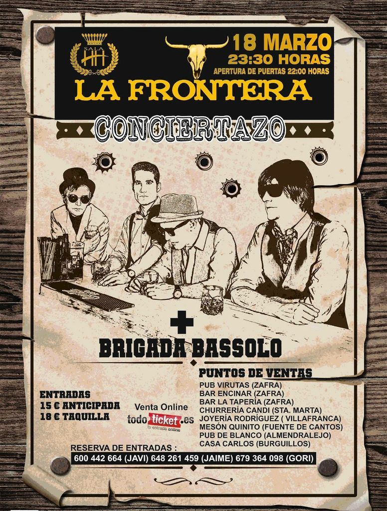 Cartel concierto La Frontera en Discoteca HH, Zafra