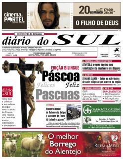 1.ª Página da edição de hoje do jornal Diário do SUL