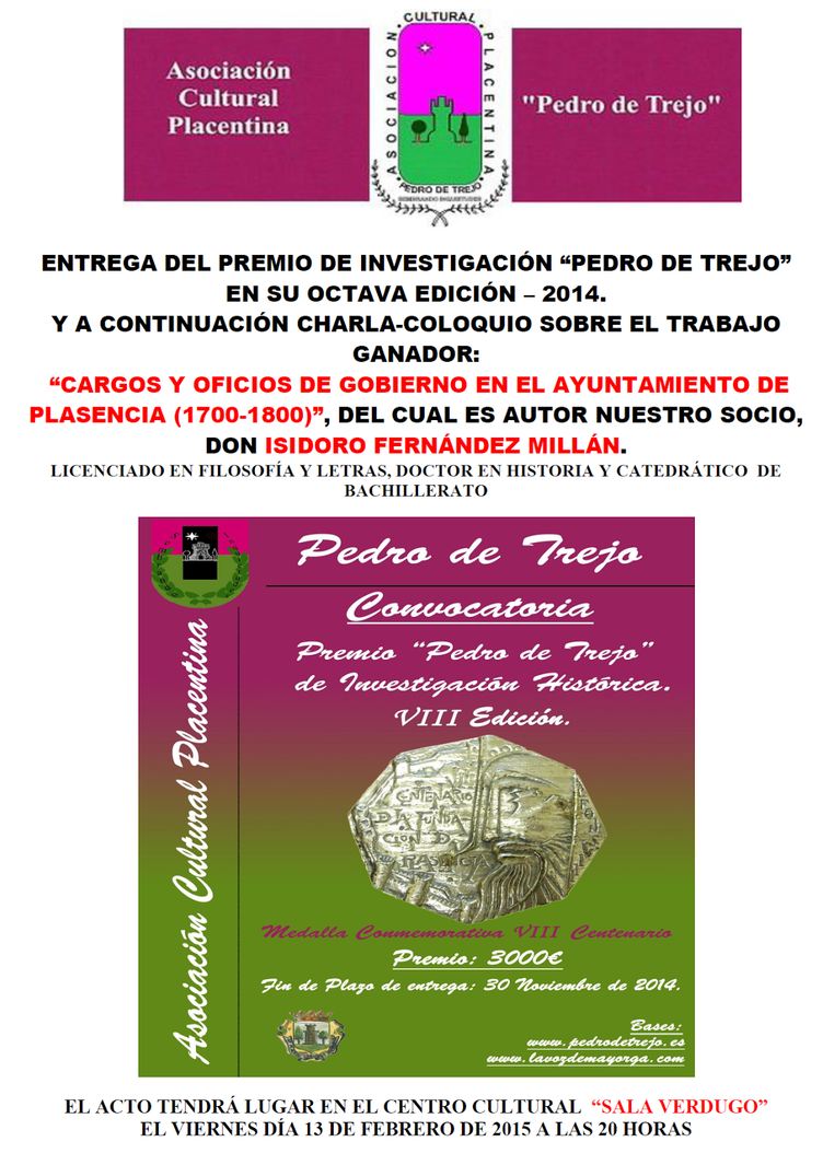 VII Edición del Premio de Investigación "Pedro de Trejo" - Plasencia