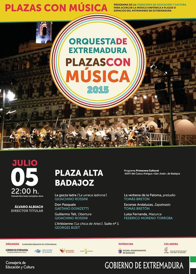 Plazas con música de la OEX Orquesta de Extremadura en Badajoz