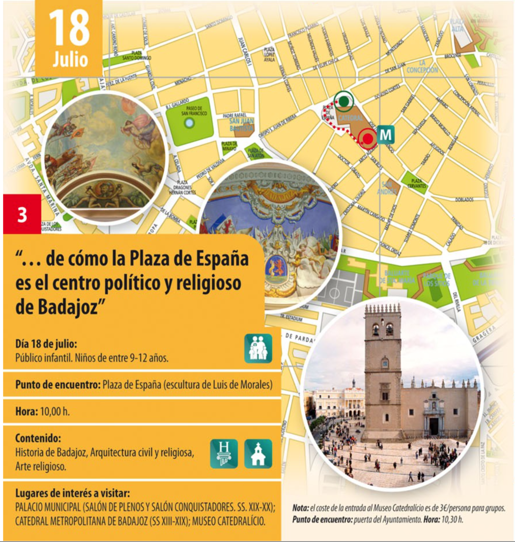 Ruta Plaza de España Centro político y religioso de Badajoz