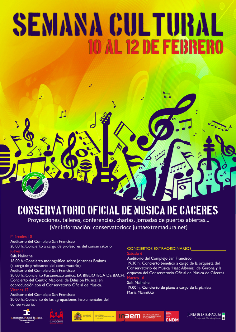 Normal semana cultural del conservatorio de musica de caceres del 10 al 12 de febrero