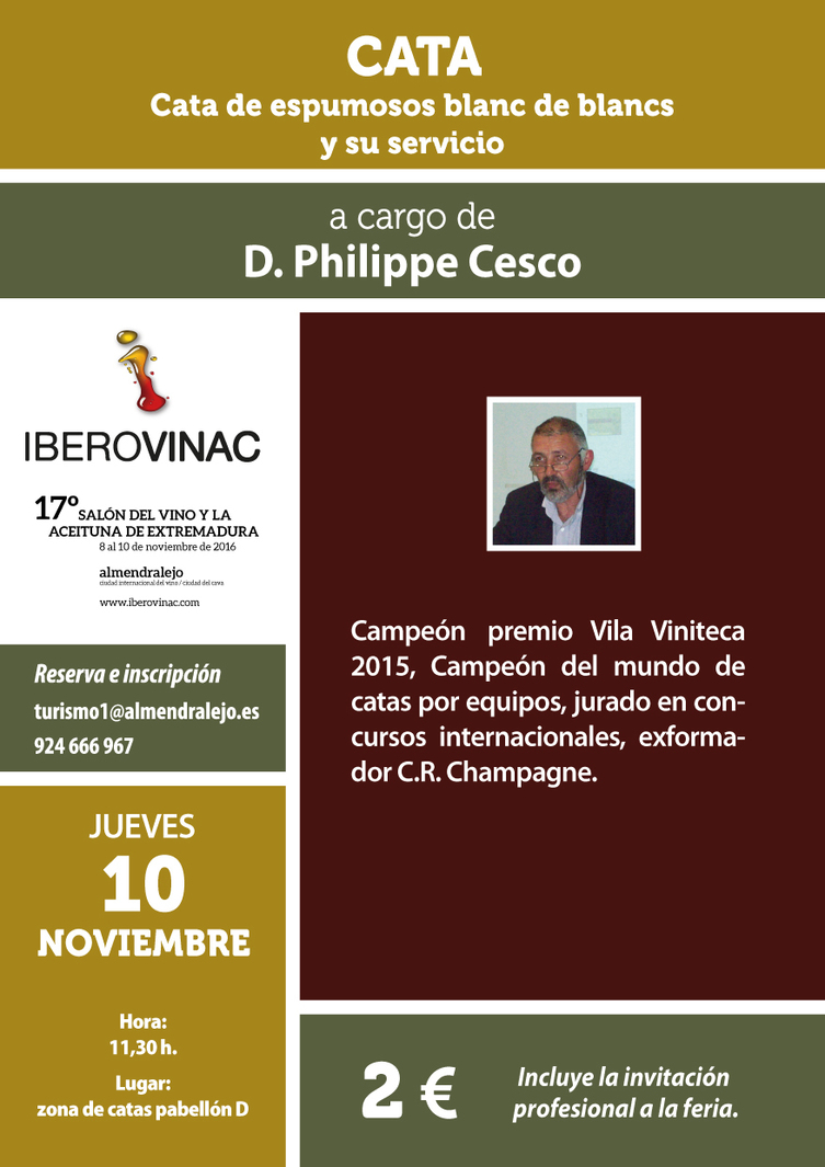 Cata de espumosos blanc de blancs y su servicio a cargo de Philippe Cesco - IBEROVINAC 2016