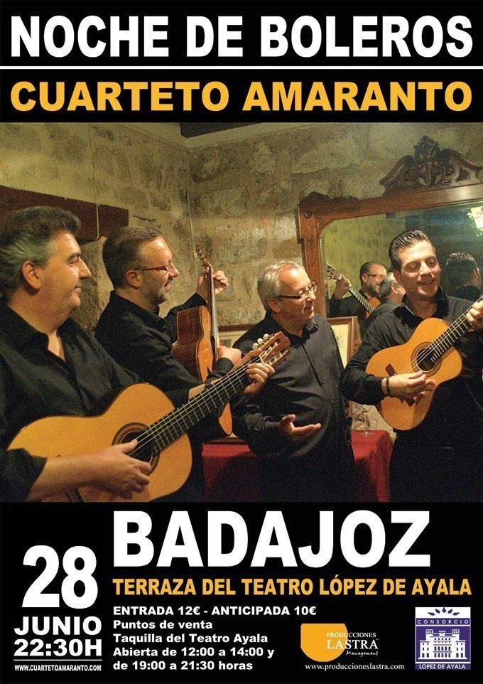 Noche de Boleros-Cuarteto Amaranto, en Badajoz