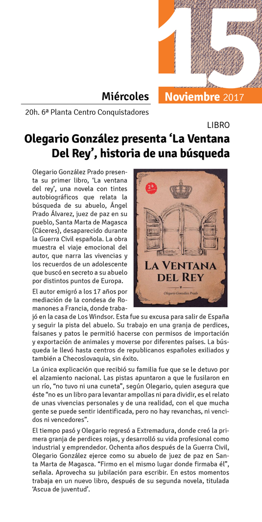 Presentación del libro "La Ventana del Rey" - Badajoz