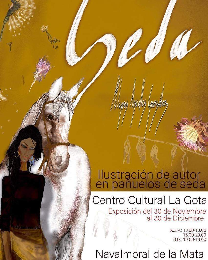 SEDA. Exposición Pañuelos de Seda con Ilustración de autor.