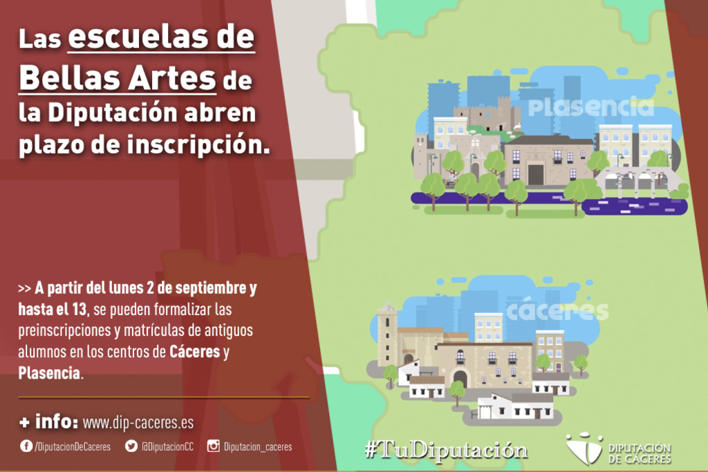 Las escuelas de Bellas Artes de la Diputación de Cáceres abren el plazo de inscripción
