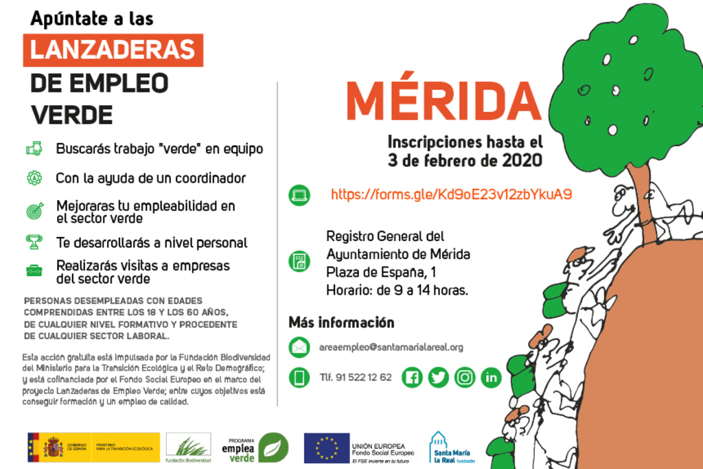 Una nueva Lanzadera Verde en Mérida fomentará la inserción laboral de 20 personas en el sector medioambiental