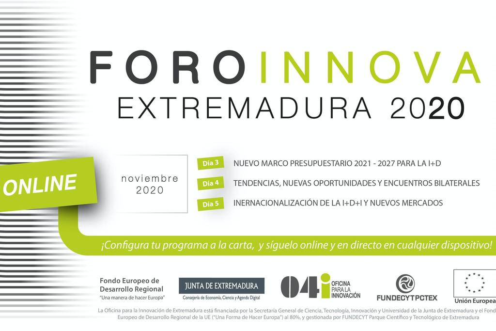 El Foro Innova Extremadura 2020 ofertará un programa virtual a la carta a partir del 3 de noviembre