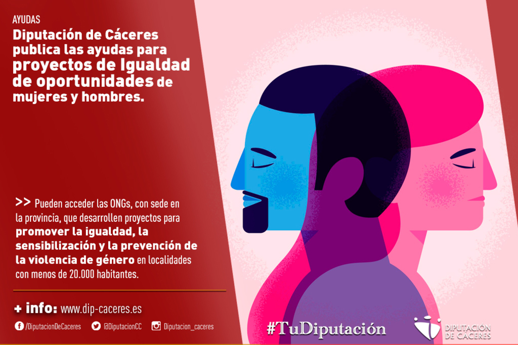 La Diputación de Cáceres publica las ayudas para proyectos de Igualdad de oportunidades de mujeres y hombres