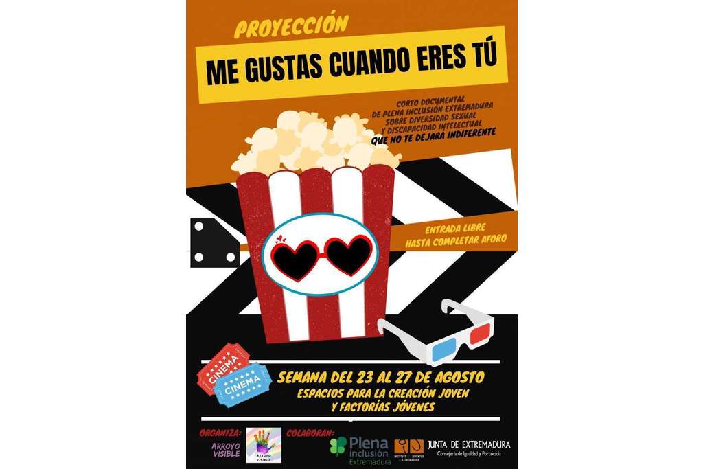 Centros del Instituto de la Juventud de Extremadura acogerán proyecciones del cortometraje “Me gustas cuando eres tú”, realizado por Plena Inclusión Extremadura