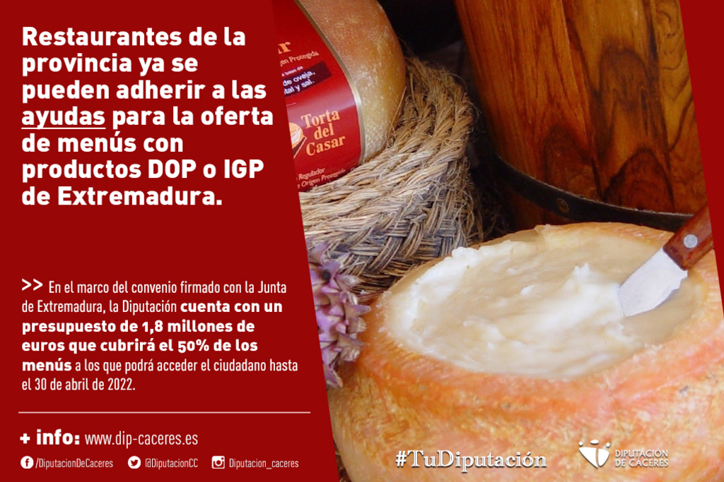 Restaurantes cacereños ya se pueden adherir a las ayudas para la oferta de menús con productos DOP o IGP de Extremadura