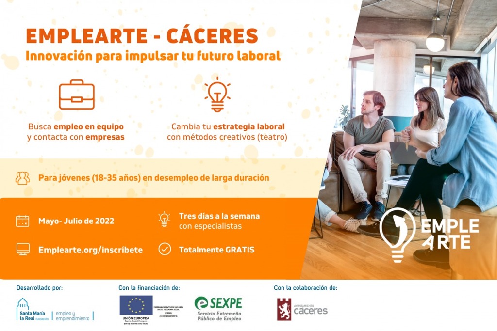 Cáceres participará en el proyecto innovador ‘EmpleArte’ para ayudar a personas jóvenes paradas de larga duración