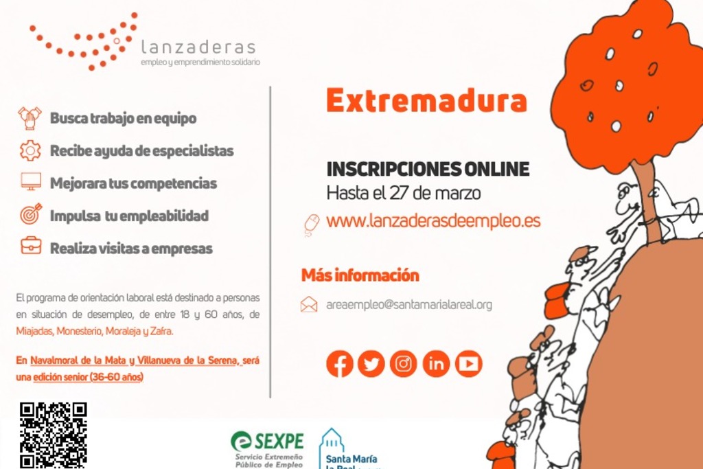 Extremadura contará en abril con 6 nuevas Lanzaderas de Empleo y 4 Entrena Empleo para mejorar la empleabilidad de 180 personas