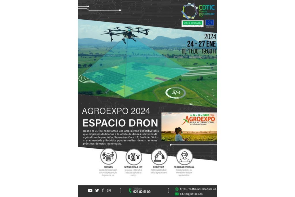 La Dirección General de Digitalización Regional vuelve a Agroexpo con su Espacio Dron para mostrar la utilidad de estos vehículos en tareas agrarias