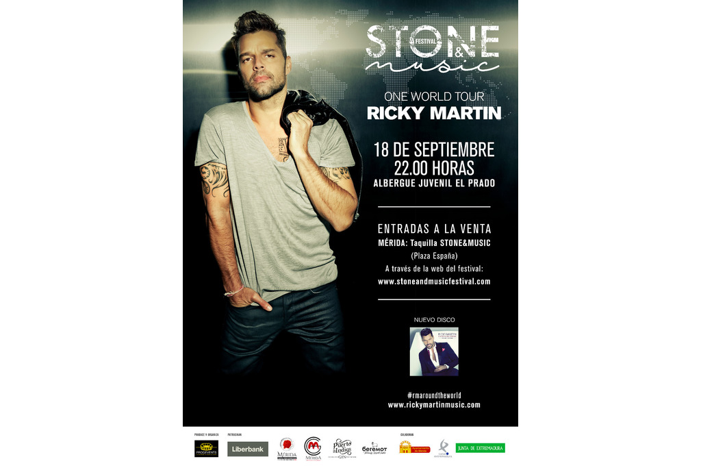 El concierto de Ricky Martin se celebrará el 18 de septiembre en el Albergue Juvenil de Mérida