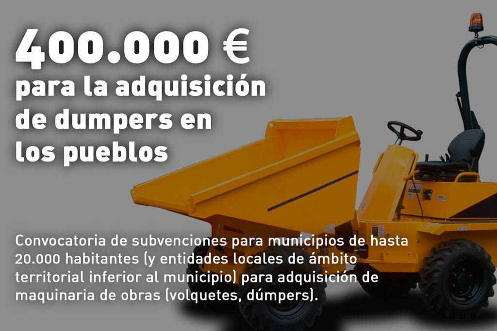 La Diputación cacereña saca a la luz subvenciones para maquinaria de obra por un total de 400.000 euros