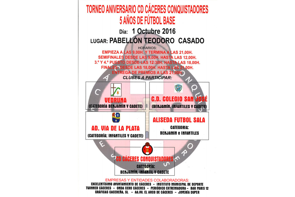El CD Cáceres Conquistadores organiza un torneo para celebrar los 5 años del club de fútbol base