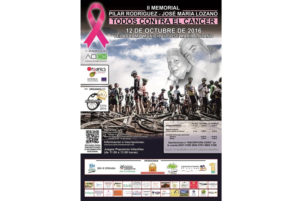 La marcha cicloturista Memorial Pilar Rodríguez y José María Lozano recaudará fondos contra el cáncer