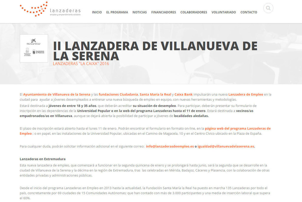 Últimos días para apuntarse a la nueva Lanzadera  de Empleo de Villanueva de la Serena