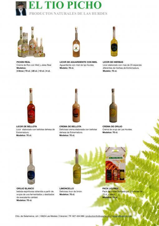 Productos El Tio Picho Catálogo de licores y cremas El Tío Picho