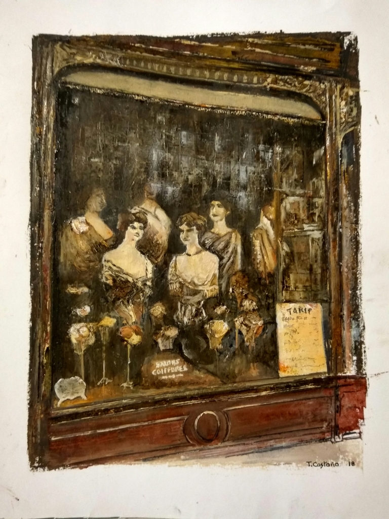 NEW York 1930s Salon Belleza 26x20 cms Óleo spapel 2018 4